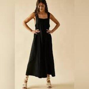 Free People Delphine Midi Dress in Black - Size S
